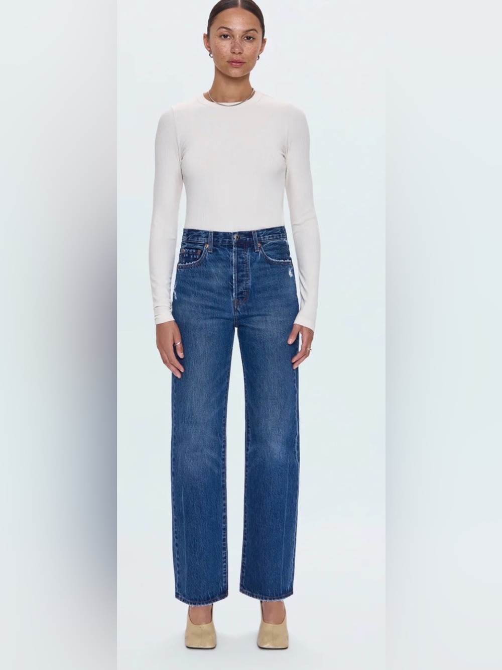 Pistola Cassie Super High Rise Straight Leg Jeans Size 33 Medium Wash Casual